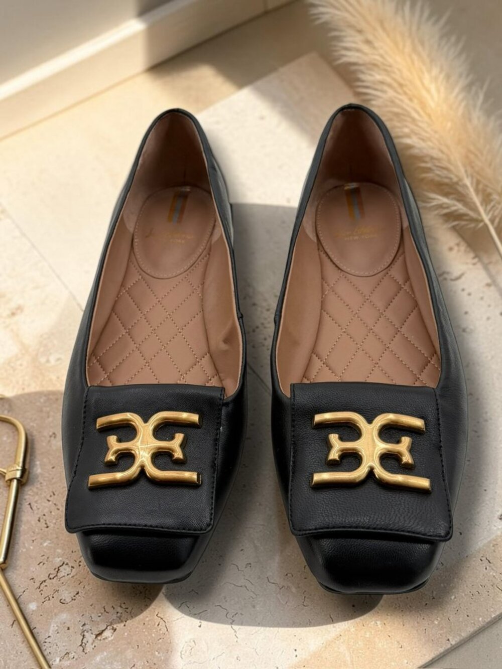 Sam Edelman Emina Black Leather Quilted Flats 9